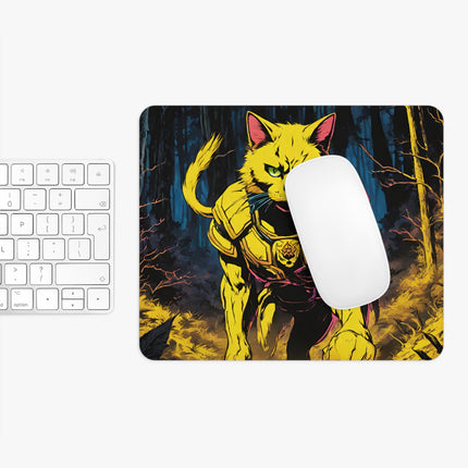Neon Yellow Warrior Battle Cat Mouse Pad