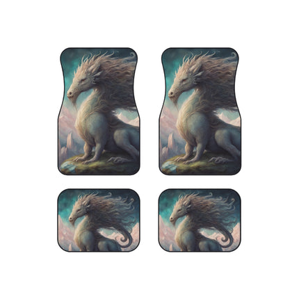Majestic Myths Car Mats (Set of 4) | Mythological Horned Lion Automobile Accessories | Front & Rear Mystic Mane Floor Auto Truck Gift