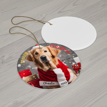 PERSONALIZED GOLDEN RETRIEVER Ceramic Christmas Ornament