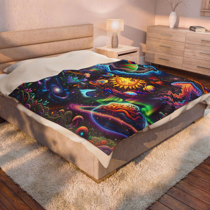 PSYCHEDELIC SOLAR SYSTEM Trippy Galaxy Blanket