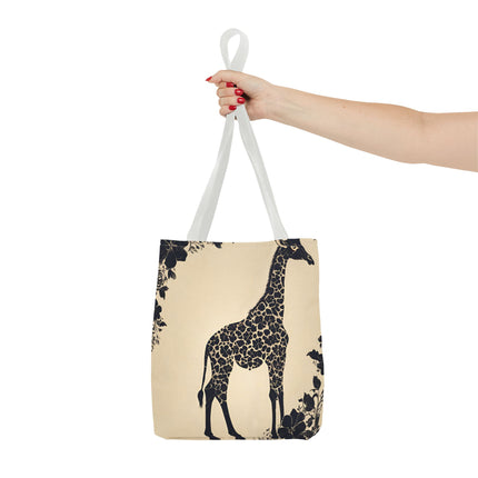 Giraffe Lovers Tote | Floral Safari Animal Grocery Bag | African Savanna Office Travel Carrier | Grassland Wood Forest Cotton Traveler