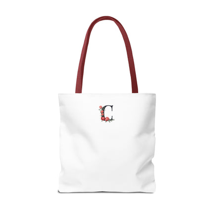 Custom Letter Personalized Tote | Rose Flowered Grocery Travel Bag | Floral Print Roses Office Laptop & Books or Exercise Overnight Carrier