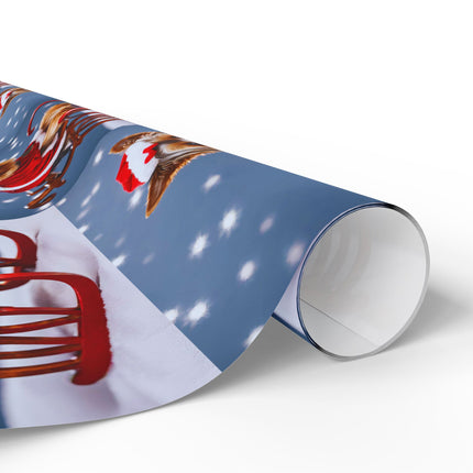 Dog Christmas Wrapping Paper Yorkshire Terrier, Santa Suit and Sled Yorkie Gift Wrap, Holiday Gift Wrap Roll