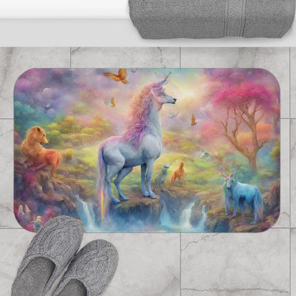 Unicorn Bath Mat, Mystical Animals, Girls Bathroom Rug, Home Living Toiletry Rug, Shower Mat