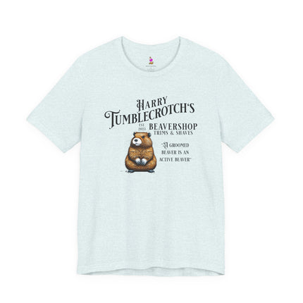 HARRY TUMBLECROTCH'S BEAVERSHOP T-Shirt - Funny Barbershop Parody Adult Humor Tee