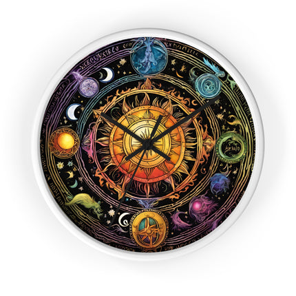 CELESTIAL COLLAGE Wall Clock - Sun Solstice Wiccan Astronomy Decor