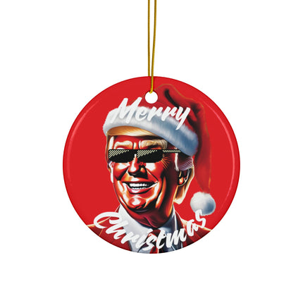 TRUMP MERRY CHRISTMAS Red Ornament