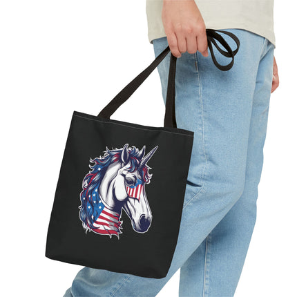 Patriotic Unicorn Gift Tote | American Flag Election Grocery Bag | United States Flag Freedom Lovers Office Travel Carrier | Patriot Sack