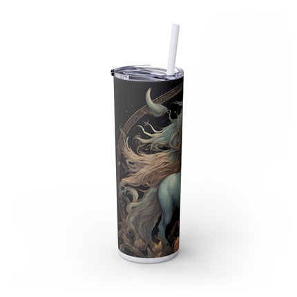 MAJESTIC MYTHS Skinny Tumbler - Horned Goat Horse Floral Moon Fantasy Traveler