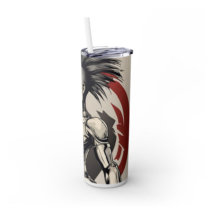 FUTURISTIC CYBER PUNK Skinny Tumbler - Sexy Cyborg Leather Clad Spike Mohawk Girl Insulated Cup