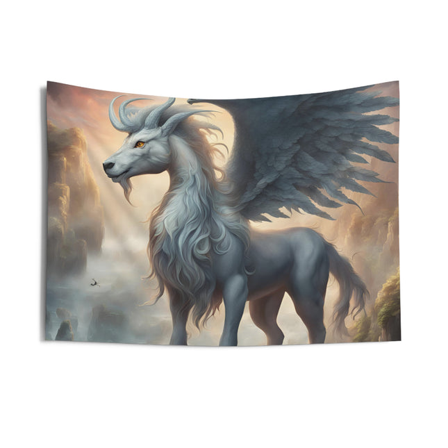Majestic Myths Wall Art Decor | Pegasus Horned Winged Horse Tapestry | Sky Cloud Fantasy Game Room Hanging | Mythological Bed Room Gift