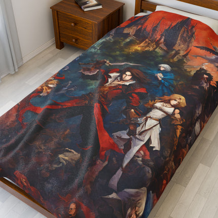 CONQUERORS OF NIGHT EMERGE AT DUSK Video Game Inspired Abstract Collage Blanket