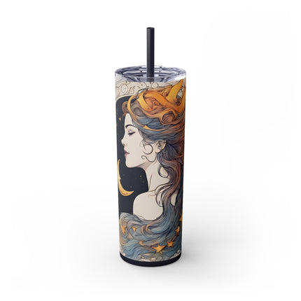 MOON GODDESS Skinny Tumbler - Celestial Astrology Beauty Night Sky Cup