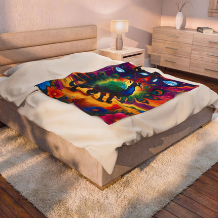 PSYCHEDELIC PEACOCKIGATOR Trippy Lush Blanket