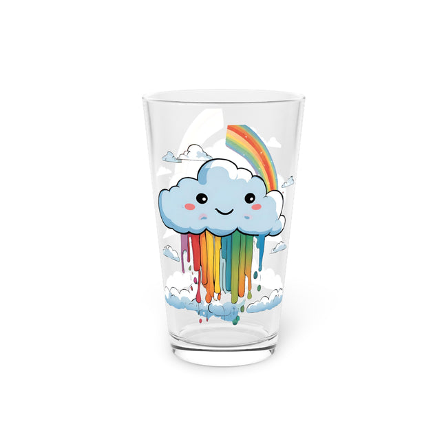 Rainbow Cloud Child's Drinking Glass, Happy Smiling Pouring Colors Cup, Kids Dinner Drink Glass, 16 oz. Dinnerware
