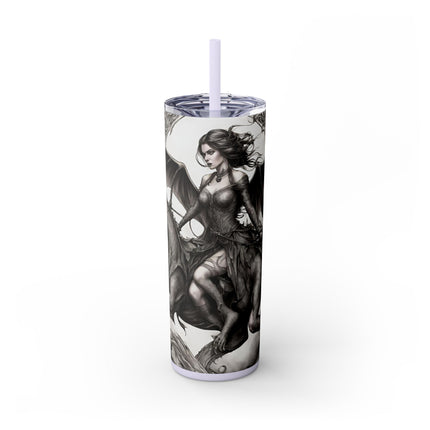 GOTHIC MEDIEVAL FLYING DRAGON Skinny Tumbler - Mutating Lizard Woman Beast Dark Fantasy Cup