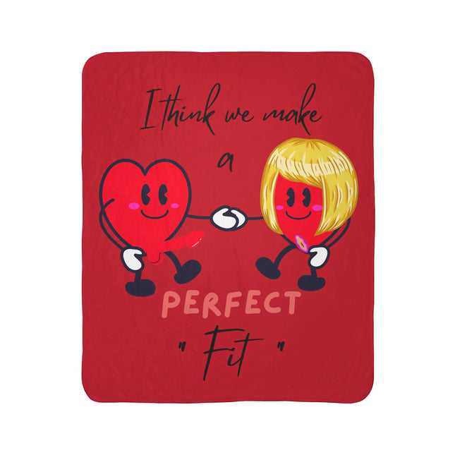 Funny Valentines Day Gift For Girl, Valentine Blanket for Her, Perfect Fit Hearts Holding Hands Adult Humor Couples Soft Sherpa Fleece