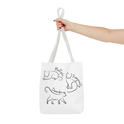 Cat Tote Bag | Cat Lovers Gift Bag | Multiple PUSSYNALITY Disorder Grocery Bag | Mental Health Humor | Two Sided Animal Owner Tote