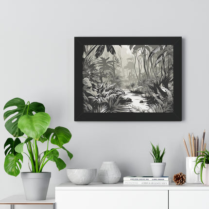 Wall Decor, Jungle Scene, Framed Wall Hanging, Black Shadow Print, Nature Scene Picture, Living Room Poster, Office Scenery