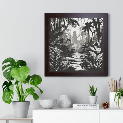 Wall Decor, Jungle Scene, Framed Wall Hanging, Black Shadow Print, Nature Scene Picture, Living Room Poster, Office Scenery