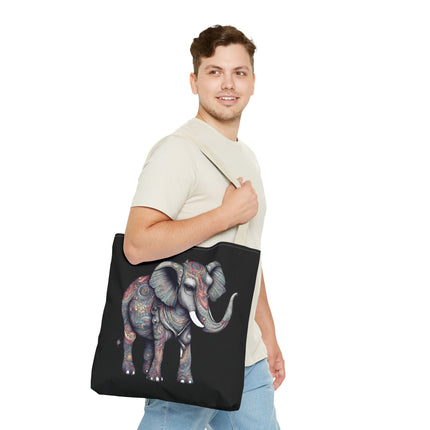Personalized Elephant Gift Tote | Majestic Custom Grocery Bag | Animal Lovers Office Travel Carrier | Wild Kingdom Business Traveler