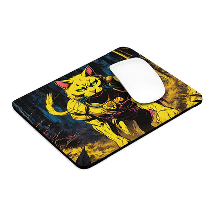 Neon Yellow Warrior Battle Cat Mouse Pad