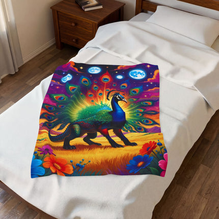 PSYCHEDELIC PEACOCKIGATOR Trippy Lush Blanket