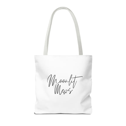 Cat Tote Bag | Moon Light Cats | Emerald Green Eyes Grocery Bag | Moonlit Mews Print Shopping Bag | Two Sided Office Carrier