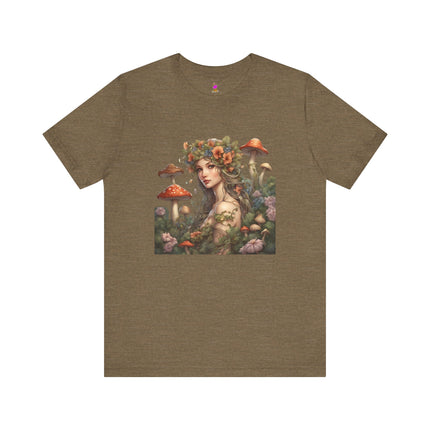 FLOWER FANTASY GARDEN MAIDEN T-Shirt - Whimsical Botanical Art Tee