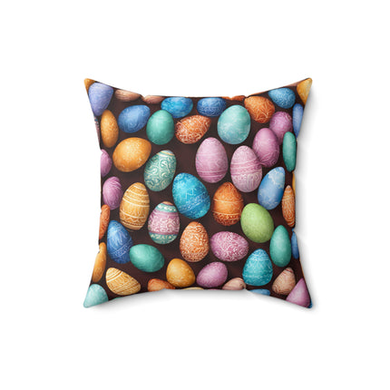 EASTER MORNING BUNNY and Eggs Decorative Pillow