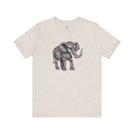 MAJESTIC FLOWER PATTERN ELEPHANT T-Shirt - Elegant Floral Wildlife Art Tee
