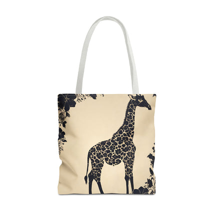 Giraffe Lovers Tote | Floral Safari Animal Grocery Bag | African Savanna Office Travel Carrier | Grassland Wood Forest Cotton Traveler