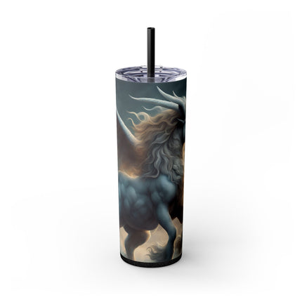 MAJESTIC MYTHS Skinny Tumbler -  Horned Pegasus Sky Cloud Fantasy Traveler