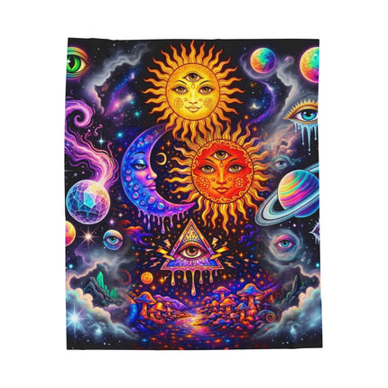 MINDFUL EYES OF THE SUNS AND MOON Psychedelic Blanket