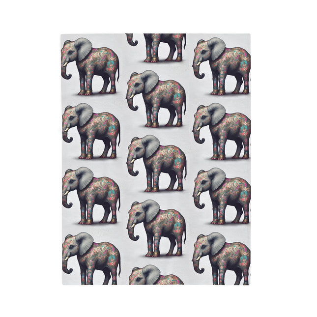 Elephant Blanket Gift | Flower Pattern Animal Lover Warm Fleece Throw | Majestic Jungle Safari Kingdom Bed or Couch Cover Sheet