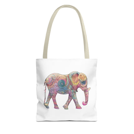 Elephant Lovers Tote | Majestic Color Pattern Custom Grocery Bag | Animal Gift Office Travel Carrier | Wild Woodland Business Traveler
