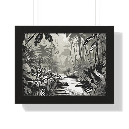 Wall Decor, Jungle Scene, Framed Wall Hanging, Black Shadow Print, Nature Scene Picture, Living Room Poster, Office Scenery
