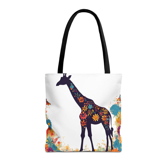 Giraffe Lovers Tote | Floral Safari Animal Grocery Bag | African Savanna Office Travel Carrier | Flower Collage Forest Cotton Traveler