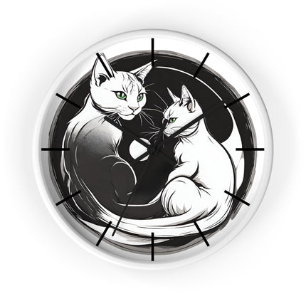 MOONLIT MEOWS Wall Clock - Romantic Cats Starry Night Decor