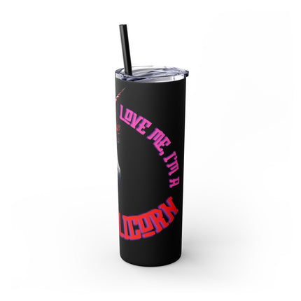 LOVE ME, I'M A REPUBLICORN Skinny Tumbler - Patriotic American Unicorn Insulated Cup