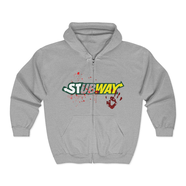 STUBWAY EAT FLESH Humorous Zombie Sandwich Spoof Hoodie