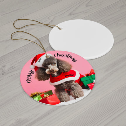 PERSONALIZED POODLE Ceramic Christmas Ornament