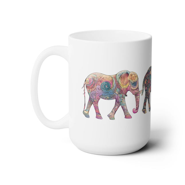 Cute Elephant Coffee Mug | Floral Pattern Design Elephants Cup | Animal Collectors Gift | Rise and Shine Morning Tea Wake up Mug