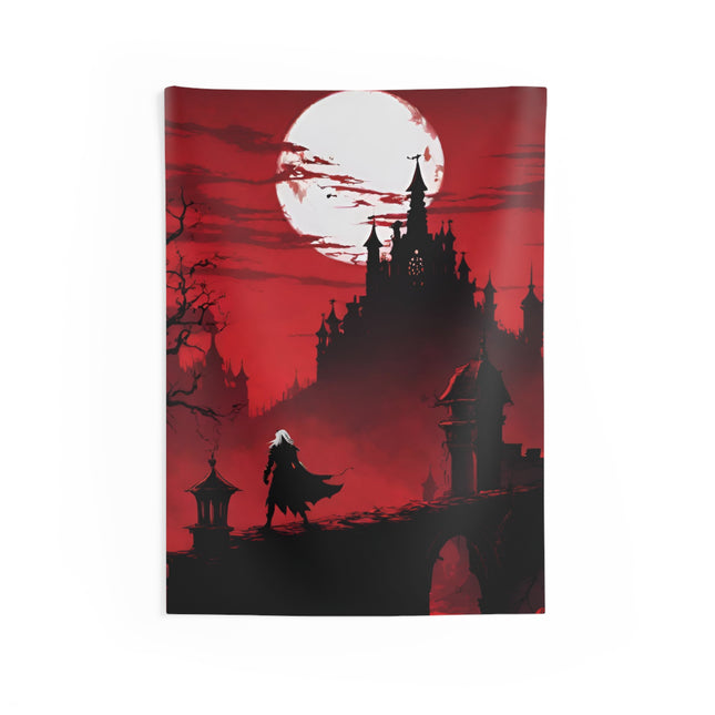 CONQUEROR OF THE HORRORS OF THE NIGHT Video Game Room Inspired Art Tapestry