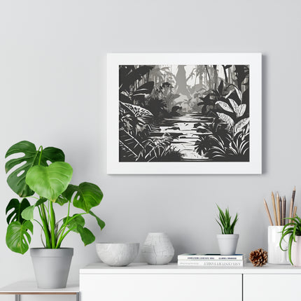 Wall Decor, Jungle Scene, Framed Wall Hanging, Black Shadow Print, Nature Scene Picture, Living Room Poster, Office Scenery