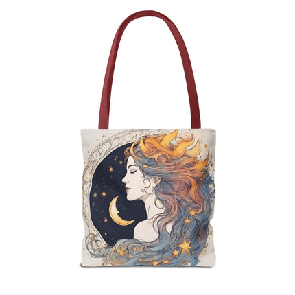 Moon Goddess Tote | Lunar Stars & Space Astronomy Grocery Bag | Laptop Book Carrier | Home Office Solar System Travel Overnight Gift