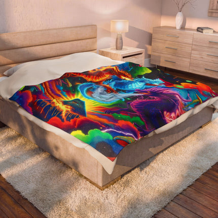 PSYCHEDELIC DRAGON TRIO Trippy Mushroom Blanket