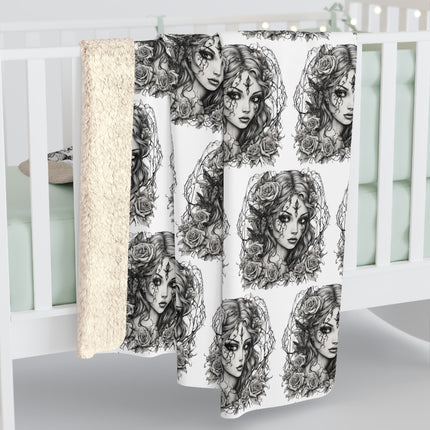 Flower Girl, Fantasy Blanket, Cracked Beauty, Angelic Rose, Pretty Goddess, Bedroom Cover, Couch Throw, Warm Cozy Sherpa Fleece