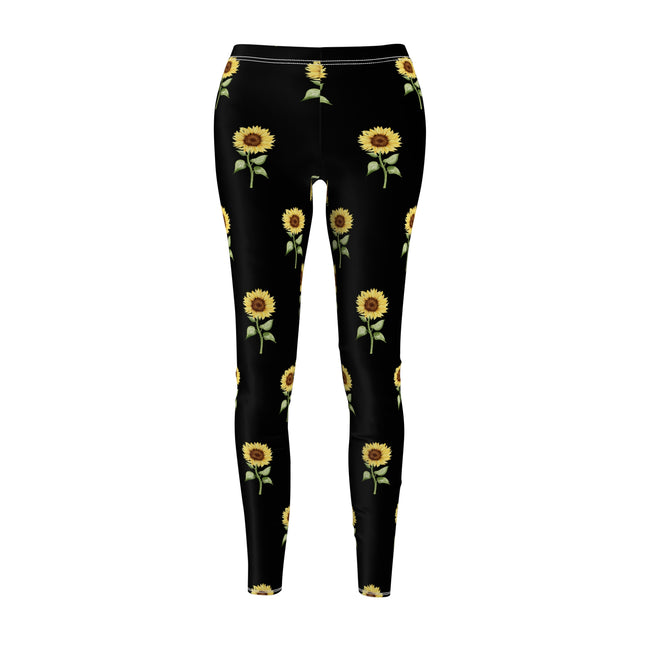 Bright Sunflower Skinny Leggings, Simple Watercolor Flower Relaxing Lounge Pants, Blossom Leaves Bloom Exercise Fitness Yoga Tights