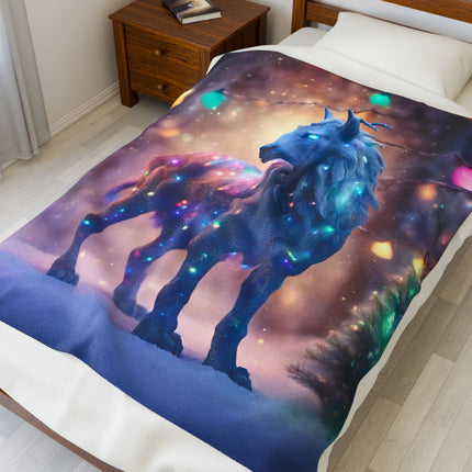 Mythical Beasts Christmas Blanket, Kids Adults Mystical Lights Plush Throw, Festive Fantasy Lovers Gift, Snow Creatures Holiday Twin Cover